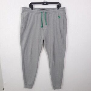 Abercrombie & Fitch Mens XXL Gray Fleece Joggers Green Moose Logo Sweatpants
